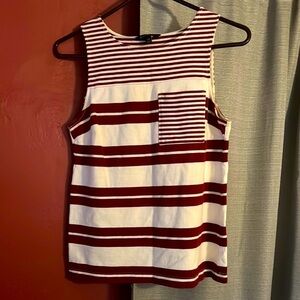 Banana Republic Red and White Striped Sleeveless Tank Top